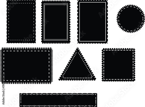 Set of Decorative Postage Stamp Frames and Labels
