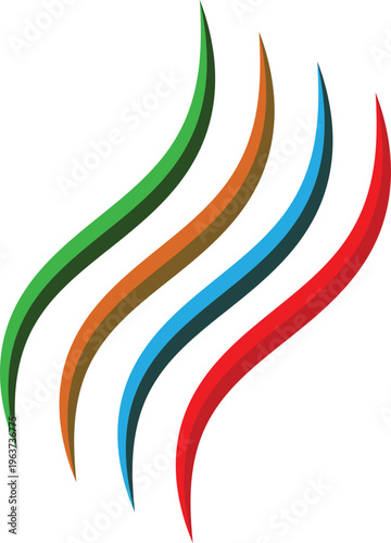  Abstract Colorful Wavy Lines Logo Icon

