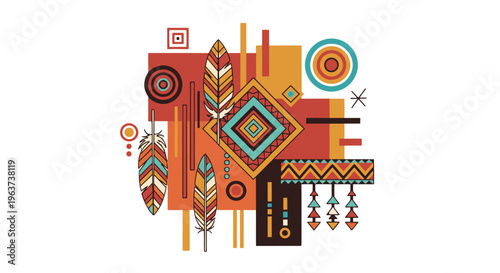 Vibrant abstract geometric shapes and patterns.