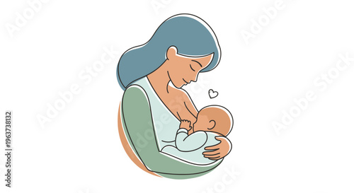 Mother holding and breastfeeding newborn baby.
