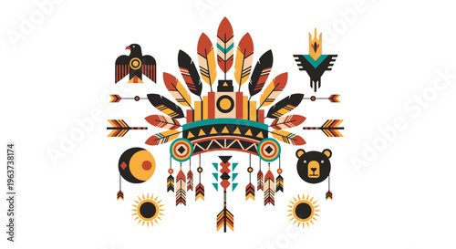 Vibrant Native American Inspired Feather Design.