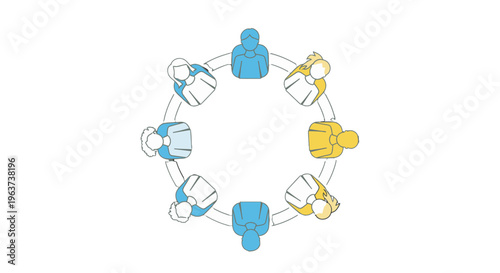Diverse people connecting in a circle.