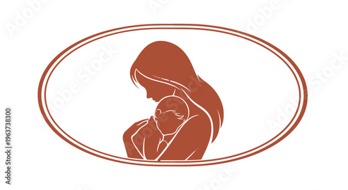 Mother and child love silhouette logo.