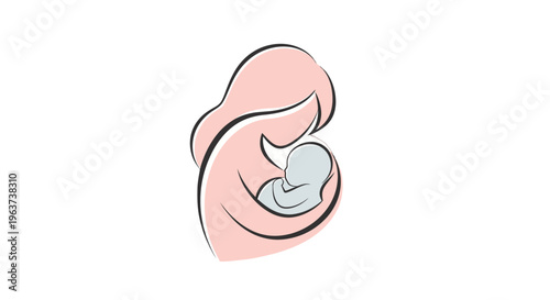 A mother gently holding her baby.