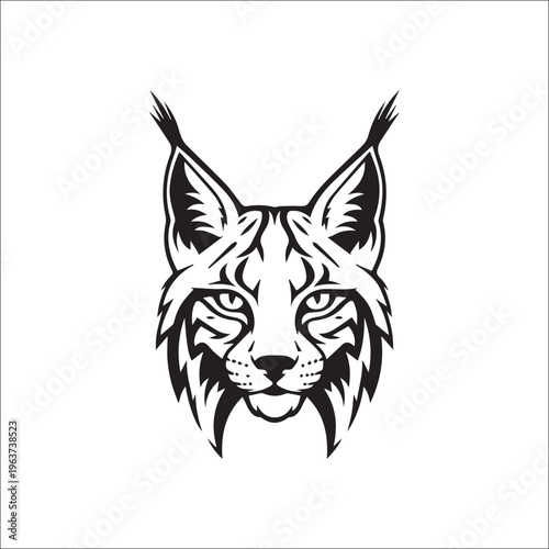 Majestic Lynx Portrait: A striking monochrome illustration showcases the intense gaze and distinctive features of a lynx, embodying wild beauty and predatory prowess.