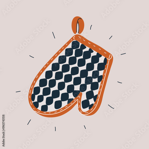 Cartoon vector illustration of kitchen oven mitt