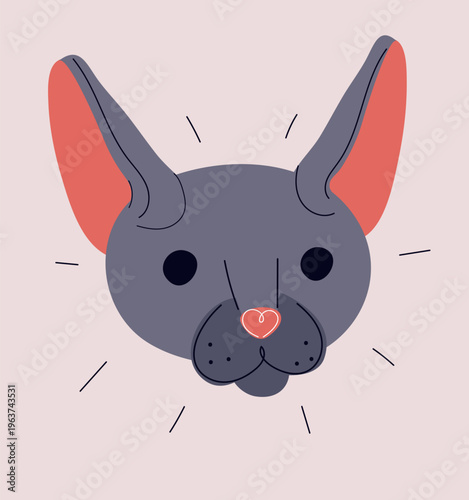 Cartoon vector illustration of Oriental cat face, showcasing sleek and graceful features