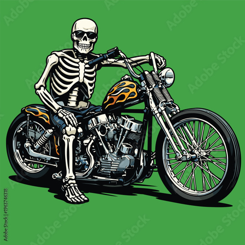 Comic book style chopper motorcycle vector image