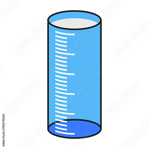 Illustration of a laboratory measuring cylinder, designed in a flat style. Simple design of a laboratory measuring cylinder. Science icon.