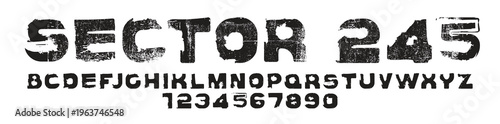 A vector font themed around graffiti, grunge, and street style. A Latin alphabet of simple linear letters, either stenciled or crooked, hand-drawn with jagged lines, spots, and splashes.