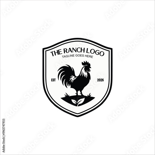 Rooster shield badge logo design