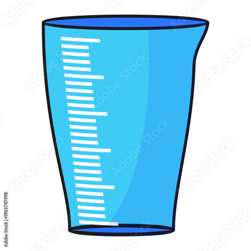 Illustration of a laboratory measuring cylinder, designed in a flat style. Simple design of a laboratory measuring cylinder. Science icon.
