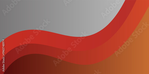 Abstract flowing red and orange waves with a soft gray background creating a modern design