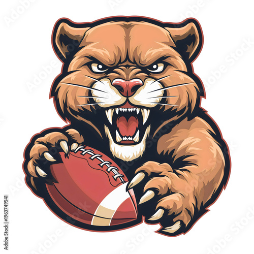 Rugby sport game emblem logo, ball football college cougar badge, head design panther club league, team illustration champion puma