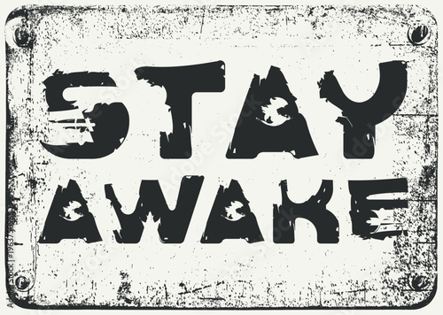 Vector lettering Stay away in an urban grunge font featuring human eyes and human skulls, optical sight and bullet holes. Street art. Suitable for posters, album covers, and t-shirts.