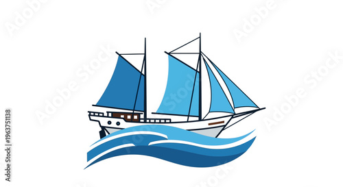 Sailing Boat on the Water Surface.