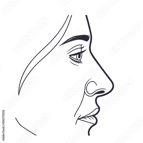Nose Sensory Organ Line Illustration.