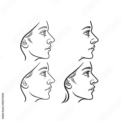  Nose Icon Set Line Art Collection
