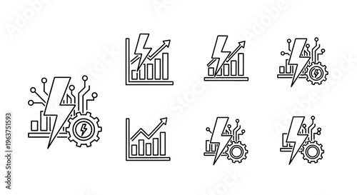 Business growth and industry icons set.