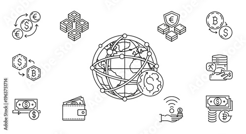 Business finance icons and symbols.