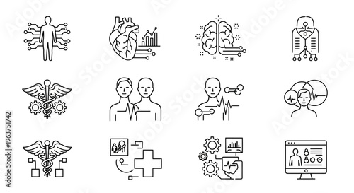 Medical healthcare symbols and icons.