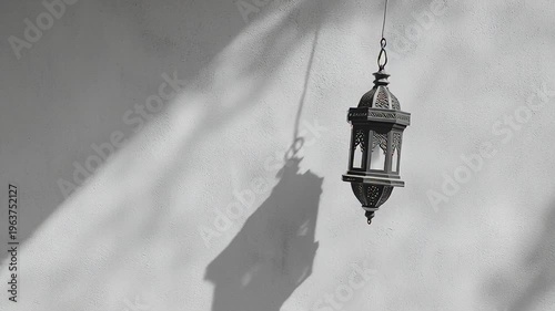 Hanging Lantern Casting Wall Shadow.