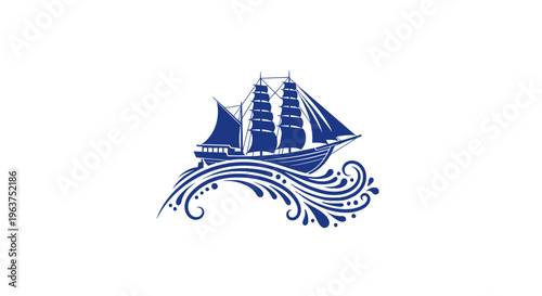 Sailing Ship on the Ocean Waves.