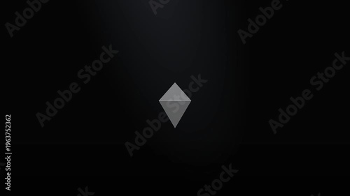Subtly Illuminated Abstract Geometric Crystal Shape in a Dark, Minimalist Setting, Representing Digital Data, Technological Concepts, and Futuristic Design Elements with Elegant Simplicity