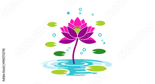 Vibrant Pink Lotus Flower Blossom.