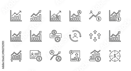 Business infographic icons on white.