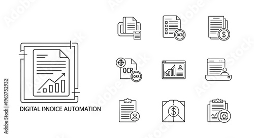 Digital index automation icons set.