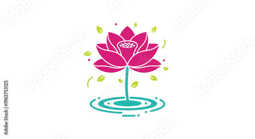 Pink Lotus Flower in Water.