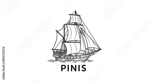 Traditional Sailing Ship Vessel Illustration.