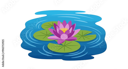 Pink lotus flower on water surface.