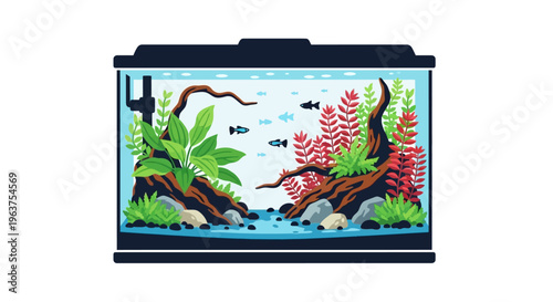 Colorful aquarium fish tank decoration.