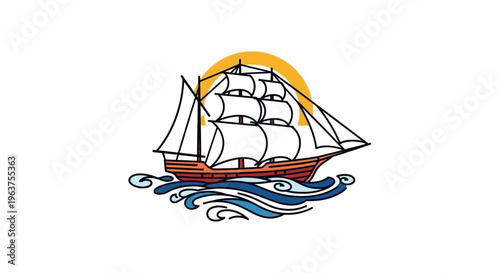 Sailing Ship on the Ocean Waves.