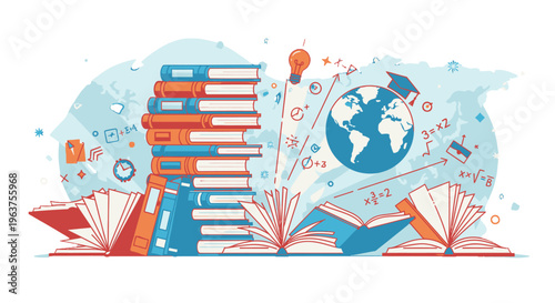 Education and learning concept with books.