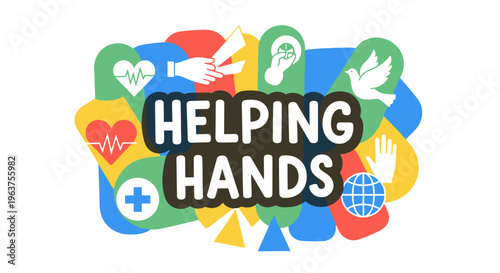 Helping hands community support logo.