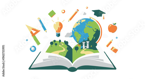 Education and learning concept with globe on book.