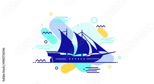 Sailing Ship Sails Ocean Voyage.