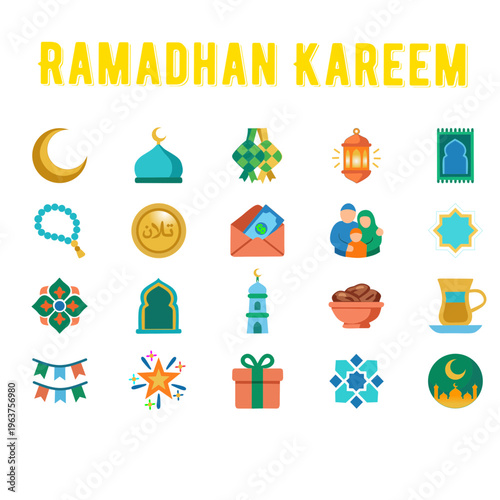 Ramadan Kareem Collection: Flat Islamic Icons