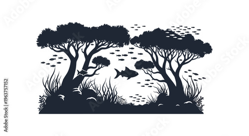 Black silhouette of a flying fish.