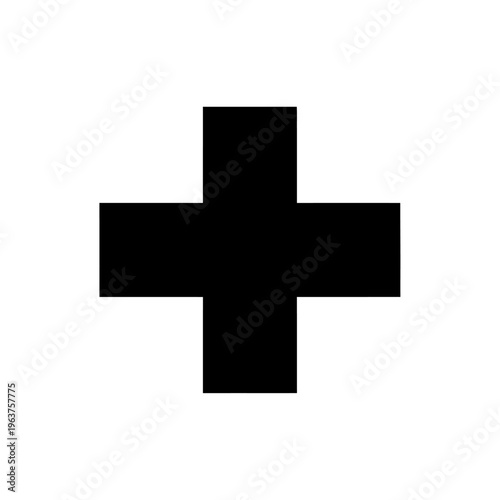 Black Medical Plus Sign Symbol Icon.