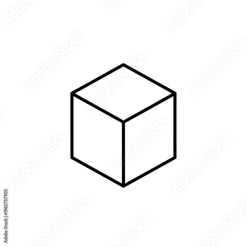 Simple Black Line Drawing of a Cube.