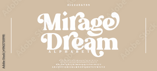 Mirage Dream Luxury beauty font alphabet logo. Typography beautiful fashion elegant classic letters serif italic fonts wedding vintage retro casters logos. vector illustration