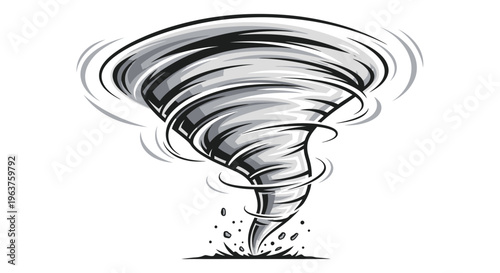 Tornado vector isolated. storm tornado isolated on transparent or white background cutout. Powerful tornado funnel cloud in motion, cut out