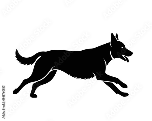 Running Dog Silhouette Animal Illustration.
