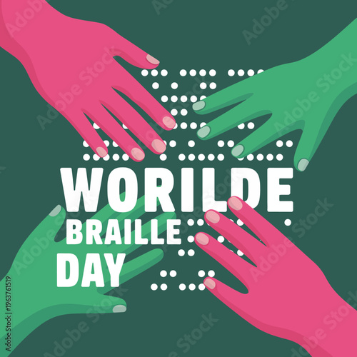 Hands in Braille World Day.