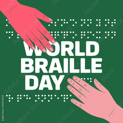 Hands reading Braille on World Braille Day.