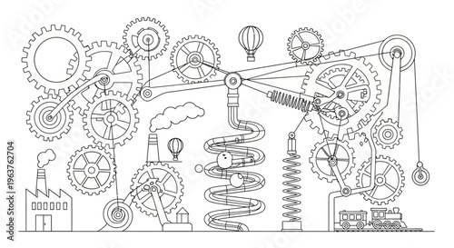Mechanical Gears and Machine Parts.